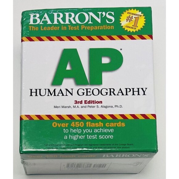 BARRON'S AP Human Geography 3rd Edition 450 FLASH CARDS Test Prep NIB NEW Sealed - Picture 2 of 5